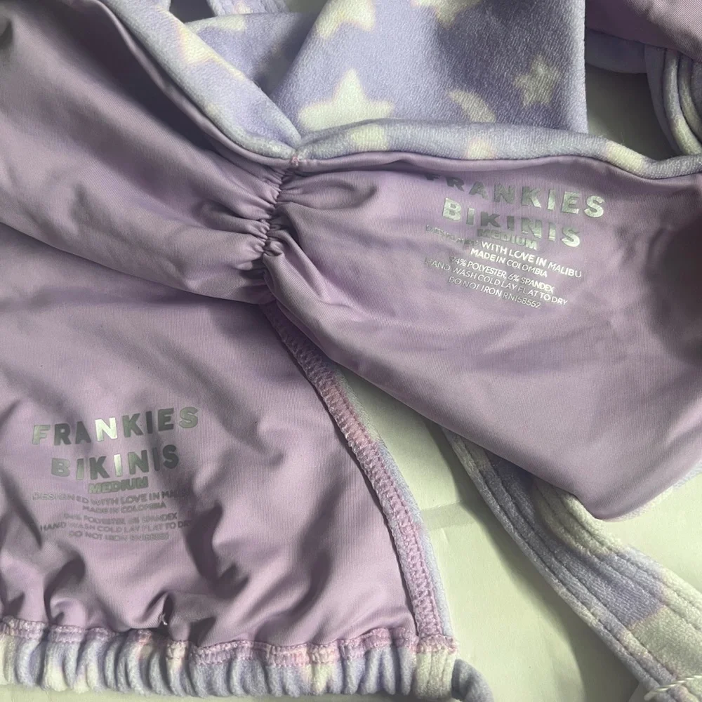 Frankie’s Bikinis M purple star terry cloth bikini